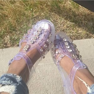 𝙇𝙖𝙨𝙩 6.5, 7.5 & 8 💎🖤Crystal-Embellished Jelly Sandal